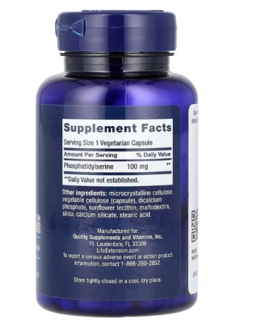 PS Caps 100mg, 100 Cápsulas, Life Extension