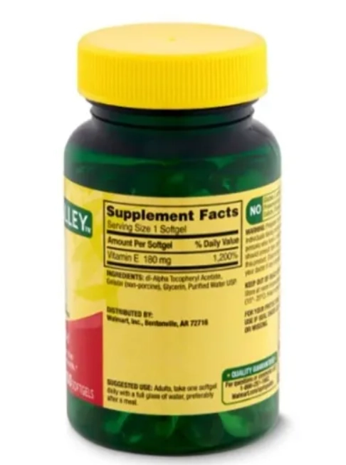 Vitamina E 180mg, 400IU, 100 Softgels, Spring Valley