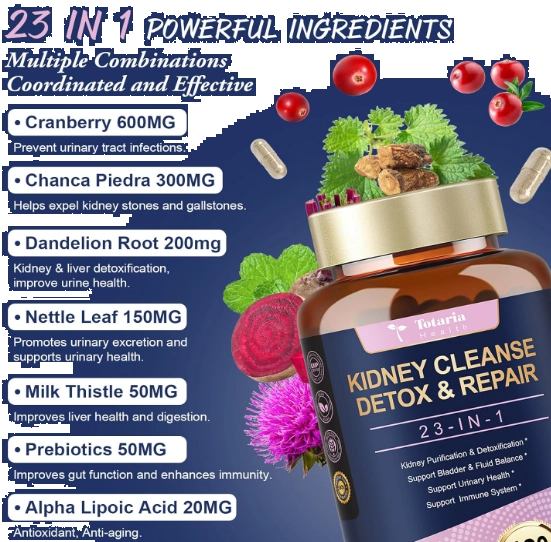 Kidney Cleanse Detox Repair, Desintoxicação de Rins e Fígado, 120 Capsulas, Totaria Health