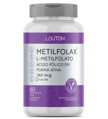 Metilfolax, Metilfolato de Cálcio, 360mcg,  60 Comprimidos, Lauton Nutrition