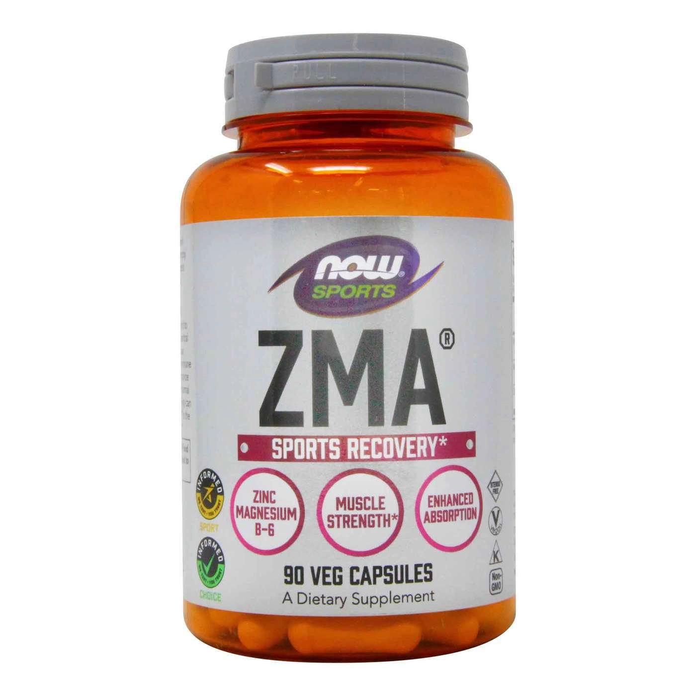 ZMA Com Zinco, Magnésio e Vitamina B-6, 90 Cápsulas, Now