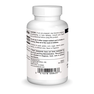 DMAE 351mg, Suporte a Concentração e Função Cognitiva, 100 Comprimidos, Source Naturals