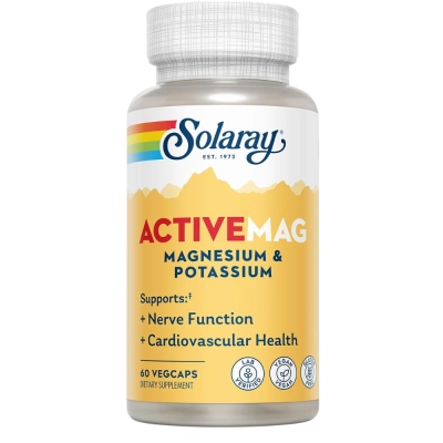 ActiveMag Magnésio e Potássio, 60 Cápsulas, Solaray