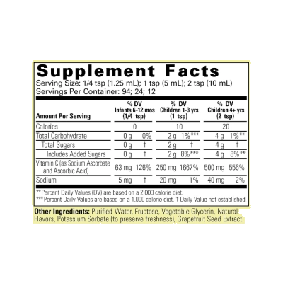 Vitamina C Líquida Infantil, Sabor Laranja, 118ml, ChildLife Essentials