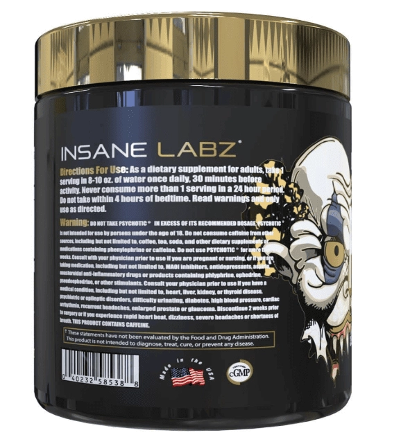 Pre Treino Psychotic Gold, Sabor Fruit Punch, 204g, Insane Labz