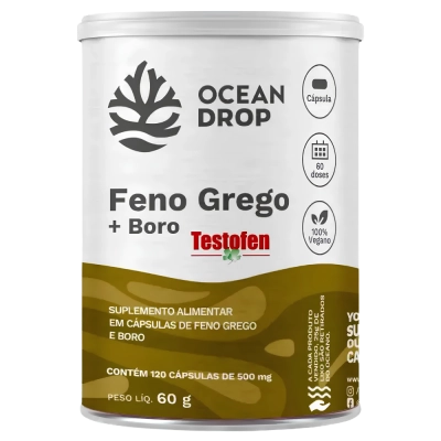 Feno Grego + Boro, Testofen, 500mg, 120 Cápsulas, Ocean Drop