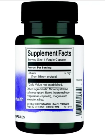 Ultra Orotate De Lithium, 5Mg, 60 Cápsulas, Swanson
