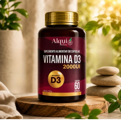 Vitamina D3 2000UI, Imunidade, Ossos Fortes e Bem-Estar Diário, 60 Cápsulas, Alquimia