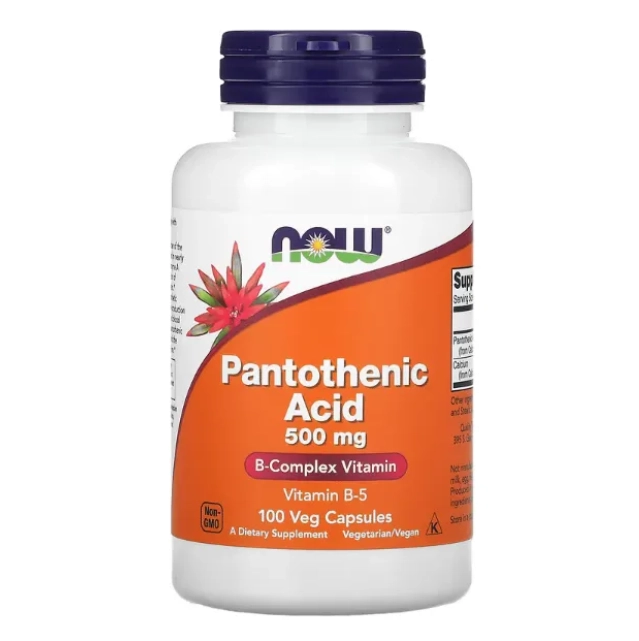 Ácido Pantotênico 500mg, 100 Cápsulas, Now