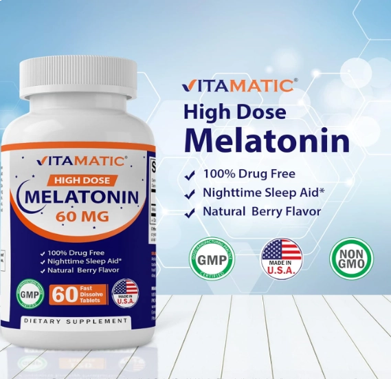 Melatonina 60mg, 60 Comprimidos Sublingual, Sabor Frutas Vermelhas, Vitamatic
