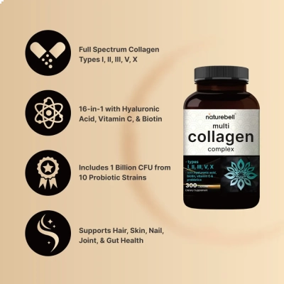Collagen complex, 2500mcg, 300 Cápsulas, Naturebell
