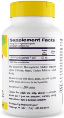 7-Keto DHEA Metabolite 100mg, 60 Cápsulas, Healthy Origins