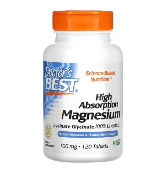 Magnésio de Alta Absorção, 100mg, 120 Comprimidos, Doctor's Best