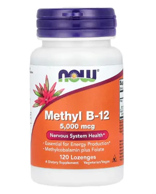 Vitamina Methyl B-12, 5000mcg, 120 Pastilhas, Now Vitamina Methyl B-12, 5000mcg, 120 Pastilhas, Now
