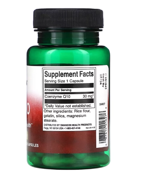 Coenzima CoQ10, 30mg, 60 Cápsulas, Swanson