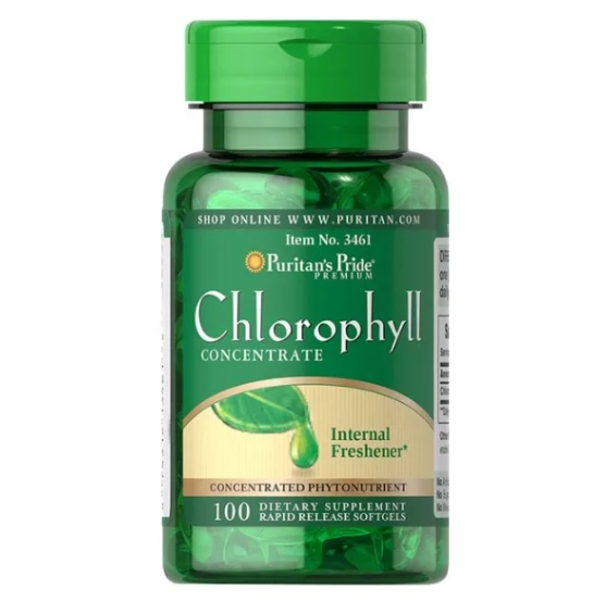 Chlorophyll, Clorofila Concentrada, 50mg, 100 Cápsulas em Gel, Puritan's Pride