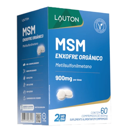 MSM, Metil Sulfonil Metano 450mg, Enxofre Orgânico, 60 Cápsulas, Lauton Nutrition