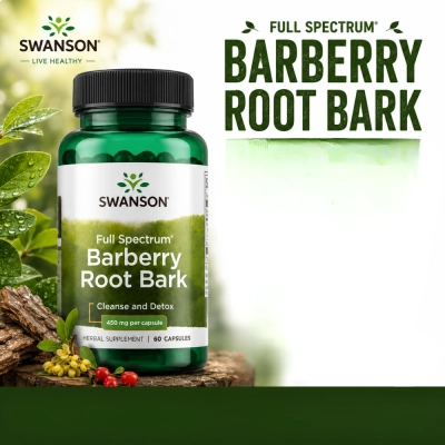 Barberry Root Bark, Equilíbrio Digestivo e Saúde do Organismo, 60 Cápsulas, Swanson
