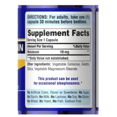 Melatonina 10mg Sleep Aid, 120 Cápsulas, Puritan's Pride