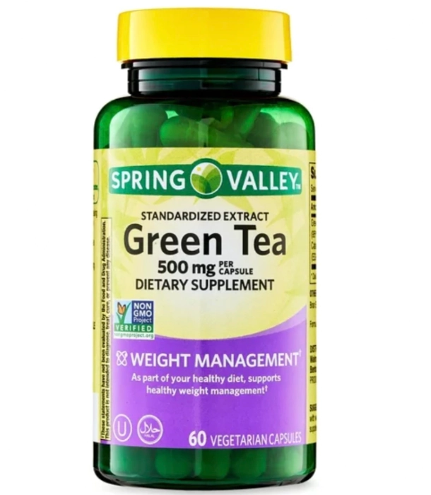 Green Tea, Extrato de Chá Verde 500mg, 60 Cápsulas, Spring Valley