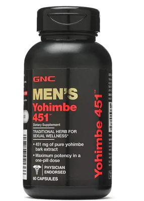 Men's Yohimbe Extrato Puro, 60 Cápsulas, GNC