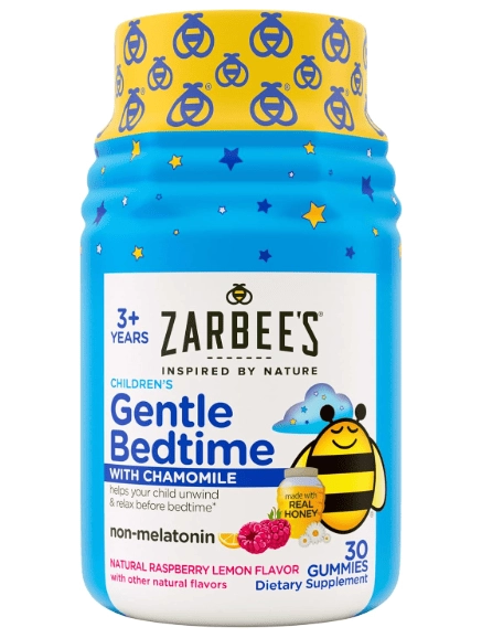 Gentle Bedtime Kids sem Melatonina, Sono Tranquilo, Com Mel Natural, Framboesa, Limão e Camomila, 30 Gomas, Zarbee's