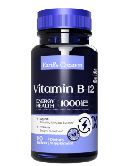 Vitamina B12 1000mcg, 60 Comprimidos Sublingual, Earth's Creation