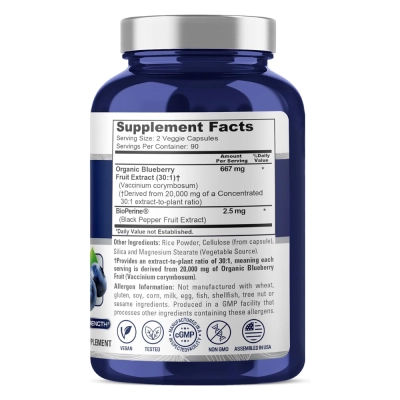 Blueberry 20,0000mg,180 Cápsulas , NusaPure