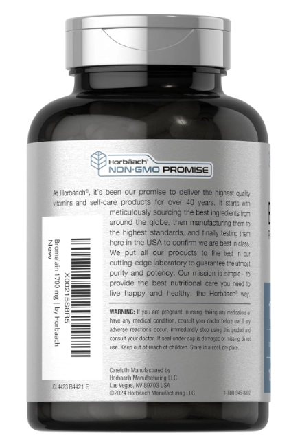 Bromelain, Bromelaína 1700mg, 120 Cápsulas, Horbaach