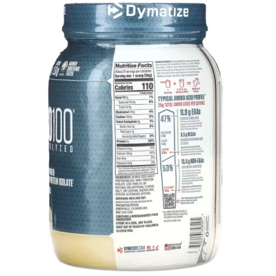 ISO100 Proteína Isolada do Soro do Leite 100%, Sabores, Dymatize