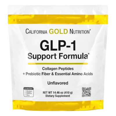 GLP-1 Support Formula, Colágeno Marinho, Fibras e Aminoácidos, 410g, California Gold Nutrition
