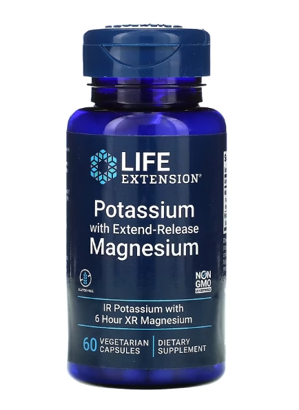 Potássio com Magnésio de Liberação Prolongada, 60 Cápsulas, Life Extension