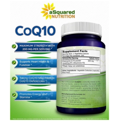 Coenzima CoQ10 200mg, 200 Cápsulas, aSquared Nutrition