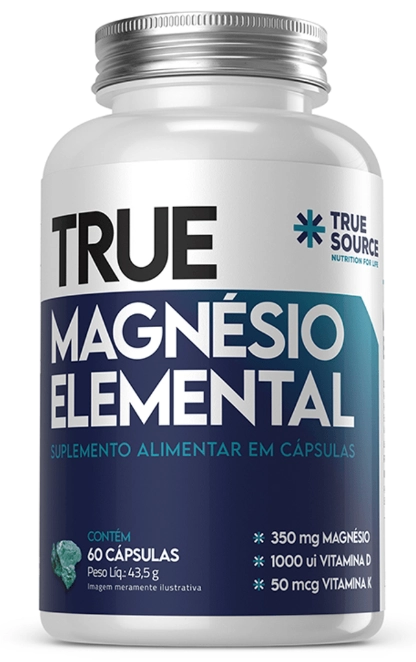 True Magnésio Elemental, 60 Cápsulas, True Source