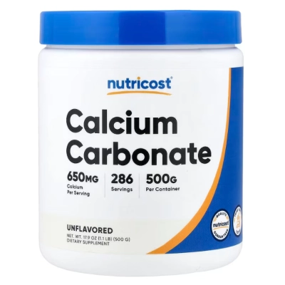 Carbonato de Cálcio 650mg, 500g Sem Sabor, Nutricost