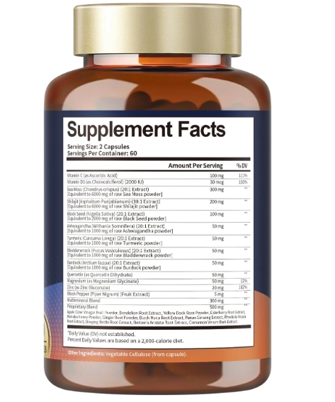 Óleo de Semente Preta, 25 em 1, Com Musgo Marinho, Shilajit, Ashwagandha e Mais, 120 cápsulas, Totaria Health