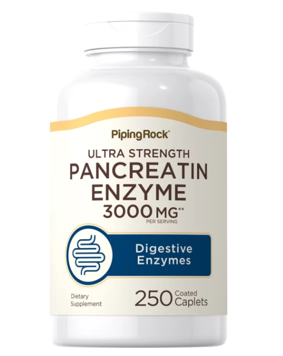 Ultra Pancreatina dupla ação, 3.000mg, 250 comprimidos, Pipingrock