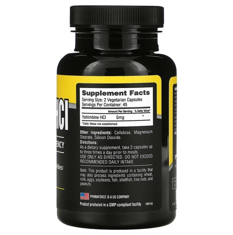 Yohimbine, 2,5 mg, 90 Cápsulas, Primaforce