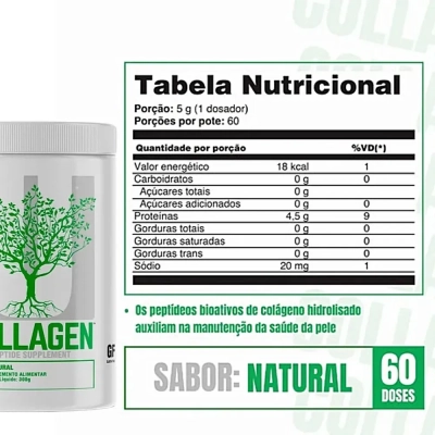 Colágeno Hidrolisado, Suplemento de Peptídeos, 300g, Sem Sabor, Universal Nutrition