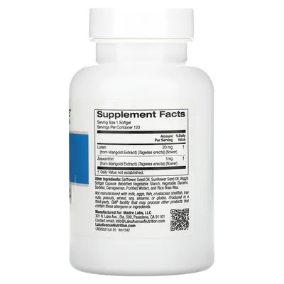 Luteína, 20 mg, 120 Cápsulas, Lake Avenue Nutrition