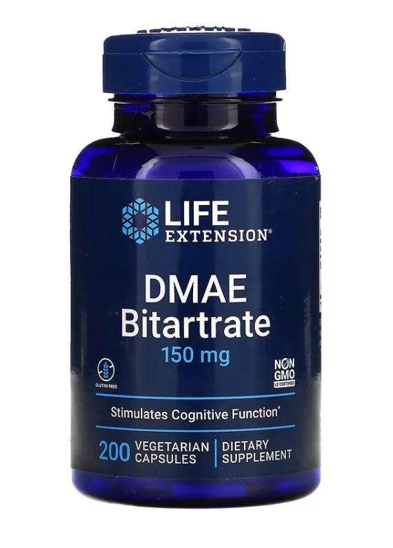 Bitartarato de DMAE, 150mg, 200 Cápsulas, Life Extension