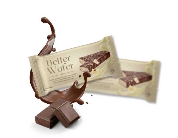 Better Wafer Proteica, Sabor Cookies & Cream com Cobertura de Chocolate Meio Amargo, 3 Unidade 25g Cada, Betterlife