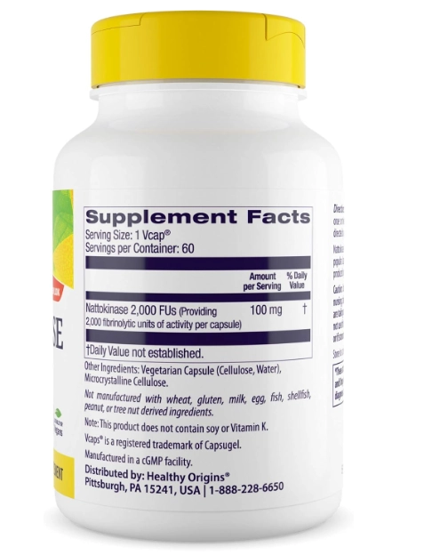 Nattokinase 2000 Fu's, 60 Cápsulas, Healthy Origins