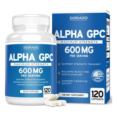 Alpha GPC, Suporte para o Cérebro, 600mg, 120 Cápsulas, Dorado Alpha GPC, Suporte para o Cérebro, 600mg, 120 Cápsulas, Dorado