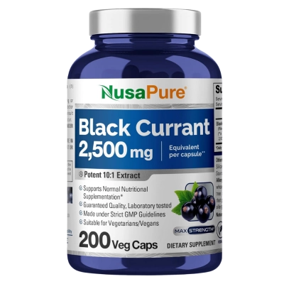 Black Currant, Extrato de Groselha Negra, 2500mg, 200 Cápsulas, NusaPure