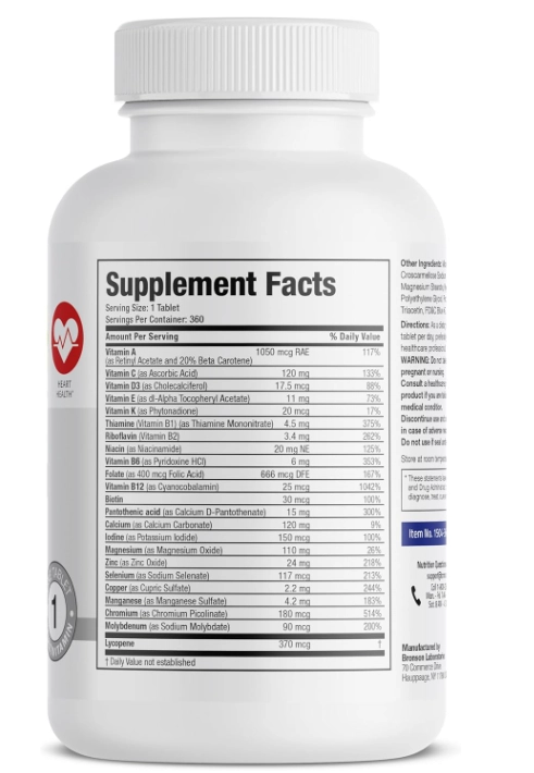 Multivitamínico One Daily Mens 50+, 360 Comprimidos, Bronson 