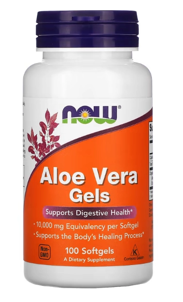 Aloe Vera, Gel de Babosa, 10.000mg, 100 Cápsulas, Now