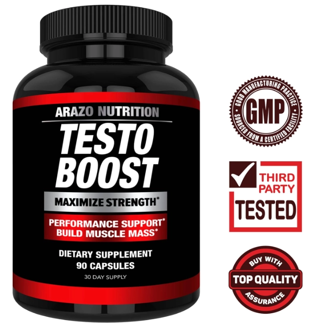 TestoBoost, Aumento da Testosterona, 90 Cápsulas, Arazo Nutrition
