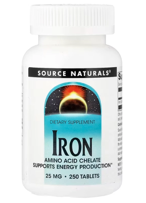 Ferro 25mg, 250 Comprimidos, Source Naturals