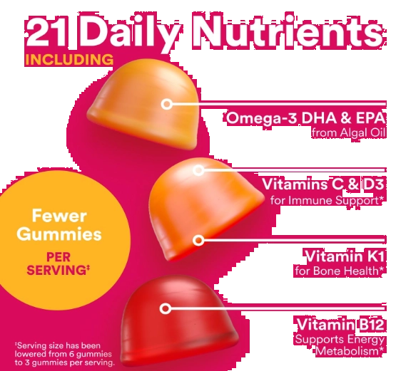Multivitamínico Feminino Com Ômega 3, Metilfolato, CoQ10, Vitaminas e Inositol, 90 Gomas, SmartyPants